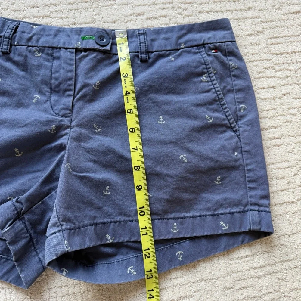 Tommy‎ Hilfiger Womens Navy Blue Anchor Print Chino Shorts Nautical Size 10